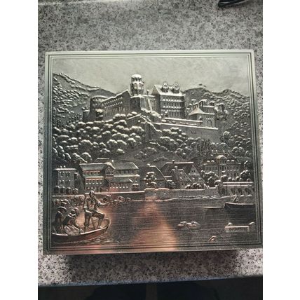 Vintage Tin Heidelberg Bas Relief Design Old World Europe Germany Castle
