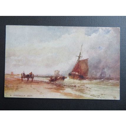 'A Squally Day' Boats, Vintage Postcard