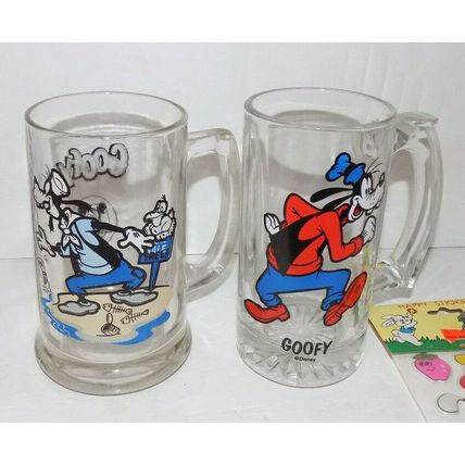 Vintage Walt Disney Goofy Beer Glass Mugs VGC