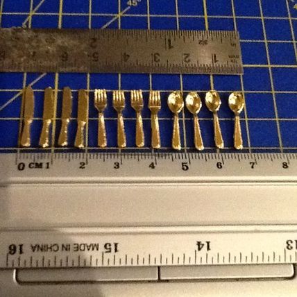 Gold Coloured Cutlery Set 1:12th scale miniature