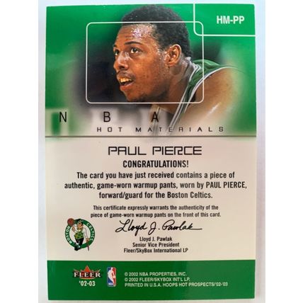 2002-03 Hoops Hot Prospects Hot Materials #HM-PP Paul Pierce