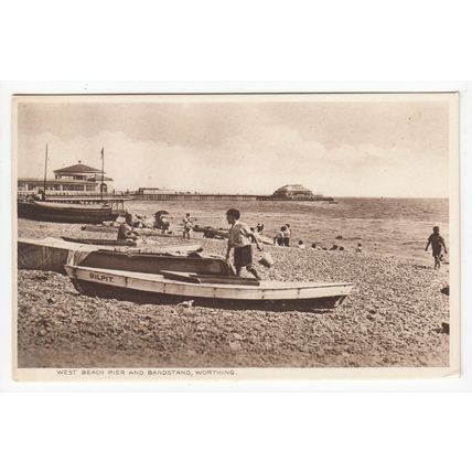 West Beach Pier and Bandstand Worthing Postcard West Sussex W46