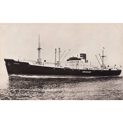 MS Uruguay Swedish America Line DFDS Ship RPC Postcard