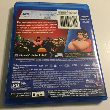 Disney Wreck it Ralph Animated Movie Blu-Ray Disc Only (No DVD No Digital)