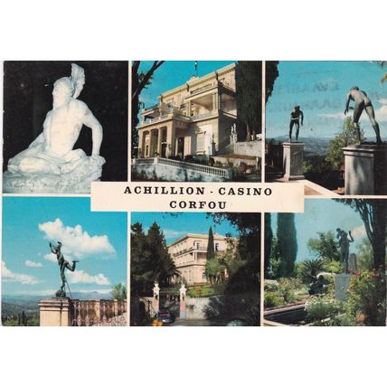 Corfu Achillion Casino Greece Multiview Postcard posted 1970 creased