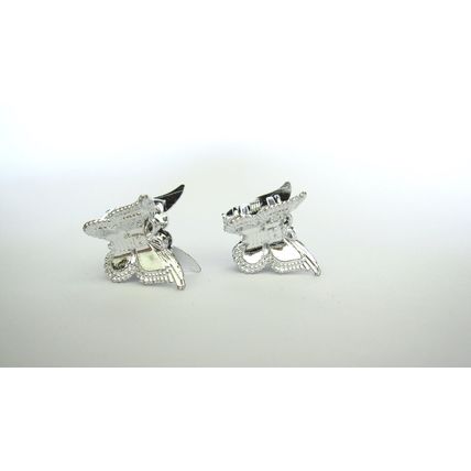 Set of 2 tiny small silver tone butterfly acrylic hair claw clip