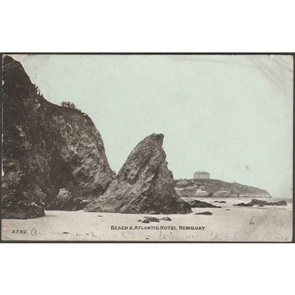 Beach & Atlantic Hotel, Newquay, Cornwall, 1904 - ETW Dennis Postcard