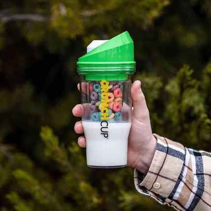 The CrunchCup XL Portable Cereal & Milk Cup for Breakfast on the Go-GREEN-FAST