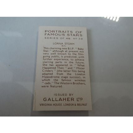 1935 Gallaher Portraits of Famous Stars Card # 39 of 48 Lorna Storm Good (2)