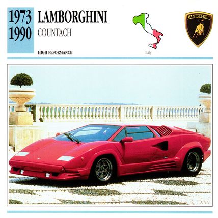 Collectors Club card. Classic Cars. Lamborghini Countach