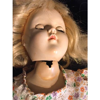Vintage Ideal Doll P90 Creepy Girl Floral Dress Eyes Open /Close- Halloween Doll