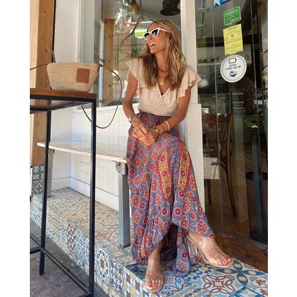 Fashionable Summer, Women's Printed, Long Skirt, Ruffled