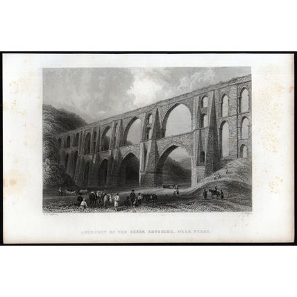 AQUEDUCT OF THE GREEK EMPERORS, NEAR PYRGO 1851 Bartlett VICTORIAN ENGRAVING