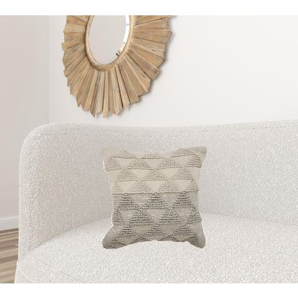 18" X 18" Gray and Beige Geometric Cotton Zippered Pillow