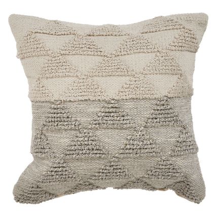 18" X 18" Gray and Beige Geometric Cotton Zippered Pillow