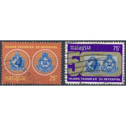 50ᵗʰ Anniv of Interpol - Malaysia 1973 - F H - SG 108/9