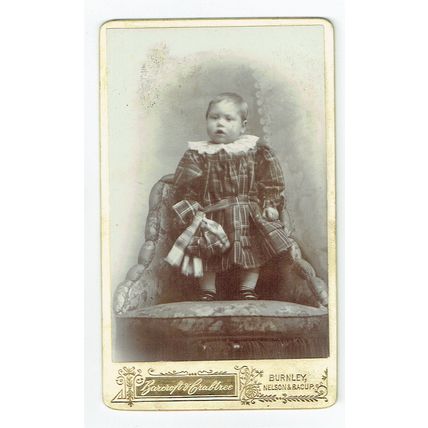 Victorian cdv photo infant on chair Burnley Nelson Bacup photographer