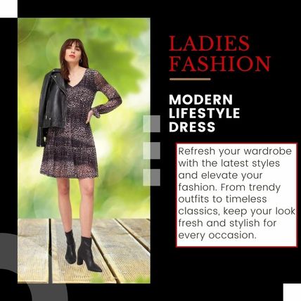JONTOM LTD Ladies Mesh Long Sleeve Mini Dress Size 14 – Brown Animal Print Dress
