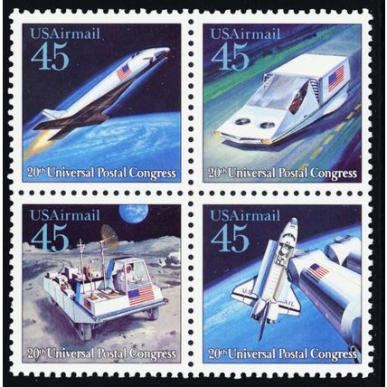 C125a, Mint NH 45¢ - Massive Blue Color Shift Error PL# Block Of 8 * Stuart Katz