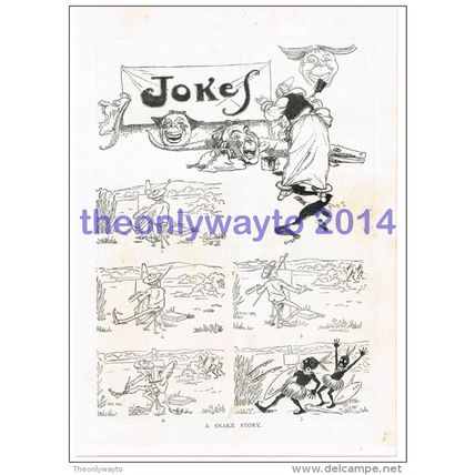 Snake Story. Comedy Carton, Book Illustration, c1895