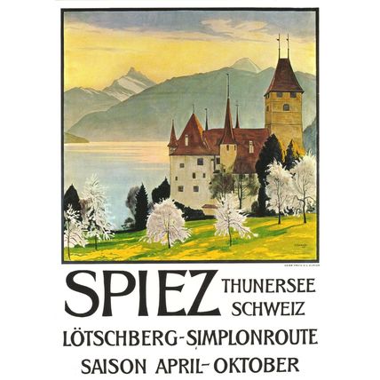 Spiez Thunersee Schweiz Lotschberg Castle Switzerland Poster Postcard