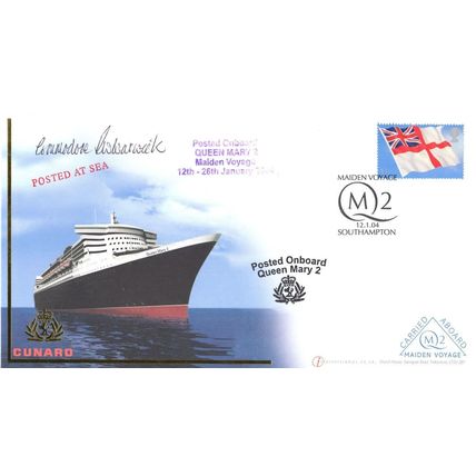 Commodore Warwick HMS Cunard Ship LTD TO 100 Queen Mary 2 Hand Signed FDC