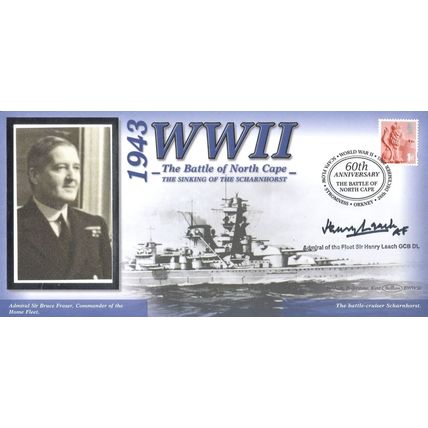 Sinking Of Scharnhorst Ship WW2 Benham Henry Leach Hand Signed FDC