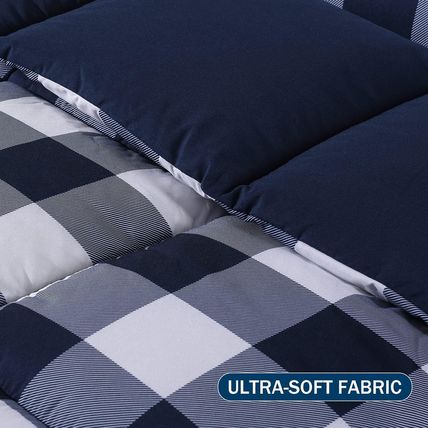 Downluxe Lightweight Plaid Comforter Set (Queen) with 2 Pillow Shams - 3-Piece S