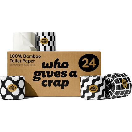 Who Gives a Crap 100% Bamboo Toilet Paper, 24 Rolls, 3 Ply, 330 Sheets, Long, St