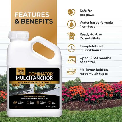 Dominator Mulch Anchor 1 Gallon - Mulch Glue & Gravel Binder, Rock Glue for Land