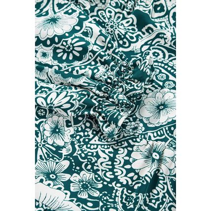 Green Floral Flounce Sleeve Split Neck Plus Size Dress