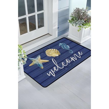 Bluing Welcome Beach Theme Pattern Non Slip Door Mat