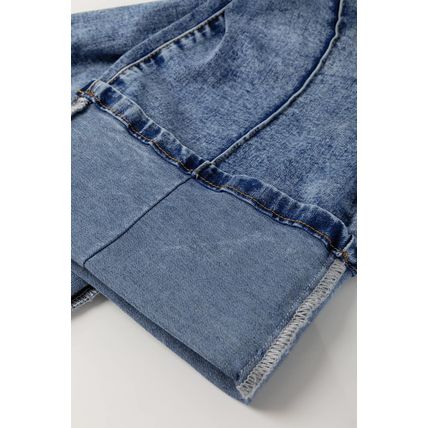 Myosotis Center Seam Cuffed Hem Straight High Waist Jeans