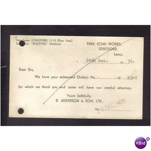 D. ANDERSON & SON LTD,STRETFORD,MANCHE TER,24DEC1936