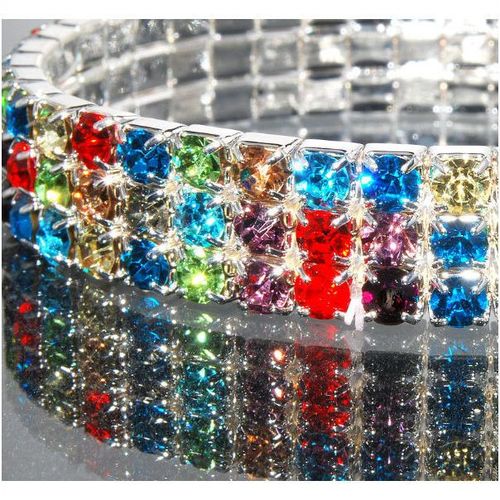 3 Row Wedding Party Coloured Rhinestone Stretch Bangle Bracelet Jewellery 1362