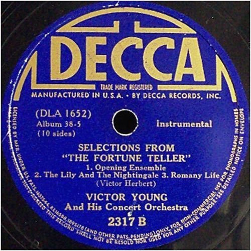 Decca 78 #2317 - Victor Young & Florence George, soprano "Italian Street Song"