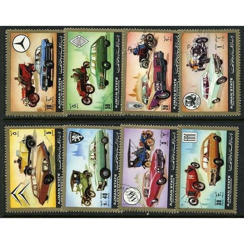 AJMAN 1970's Set of 8 - cancelled - old cars
