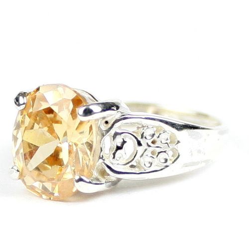 Champagne CZ, 925 Sterling Silver Ladies Ring, SR369