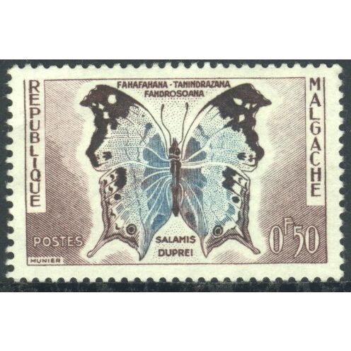 Malagasy Republic 1960 - SG9 - 50c turqu/purple - Clouded Mother Of Pearl - MH