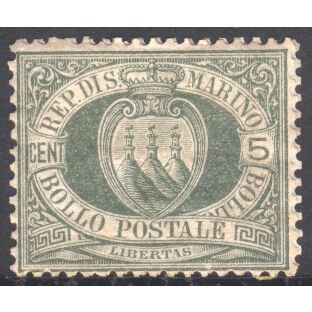 San Marino 1894 - 5c green - MH