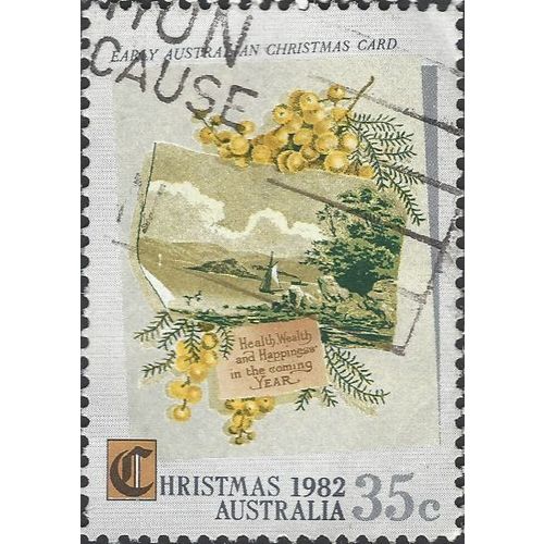 AUSTRALIA, CHRISTMAS, Health, Wealth and Happiness, grey 1982, 35c, #2
