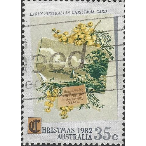 AUSTRALIA, CHRISTMAS, Health, Wealth and Happiness, grey 1982, 35c, #3