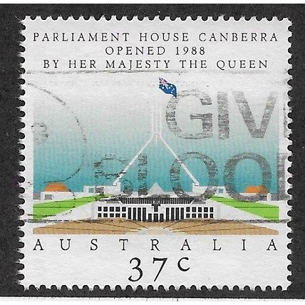 AUS 1988 37c 'PARLIAMENT HOUSE, CANBERRA ' FINE USED (EBID67-251)
