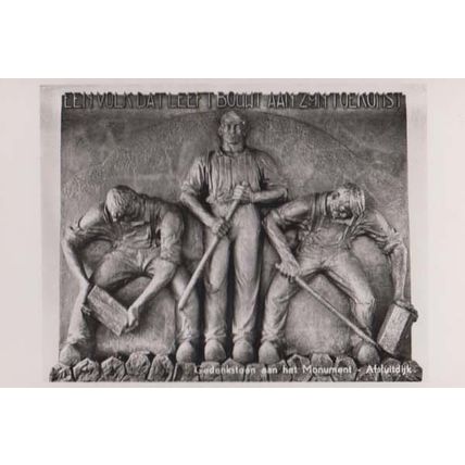 Gedenksteen German Labour Monument Afsluitdijk Sculpture Statue Swiss Postcard
