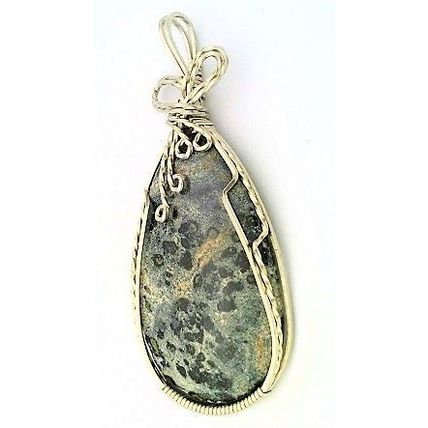 Leopard Skin Jasper Nickel Silver Wire Wrap Gemstone Pendant 29