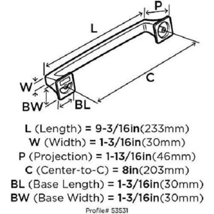 Amerock-Mulholland 8"(203 mm) Center to Center Appliance Pull in Black Bronze