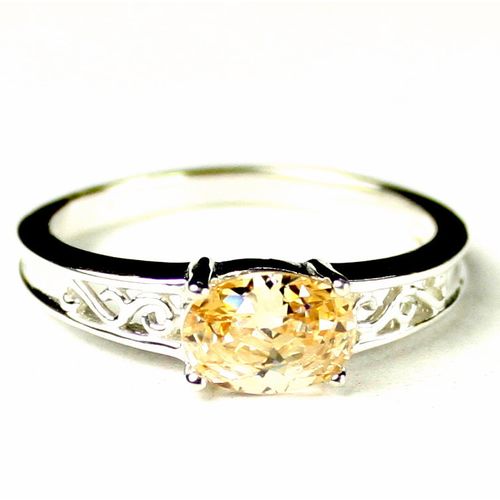 Champagne CZ, 925 Sterling Silver Ladies Ring, SR362