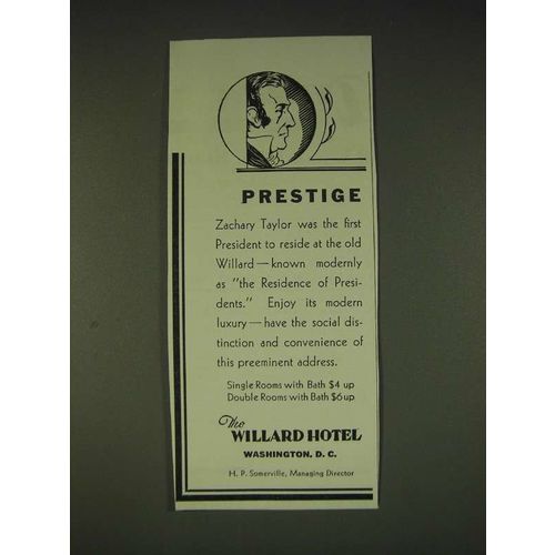 1935 The Willard Hotel Ad - Prestige