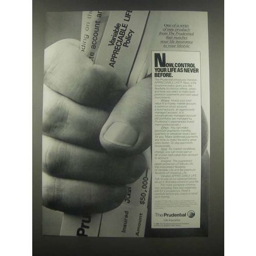 1985 Prudential Insurance Ad - Now Control Your Life as Never Before