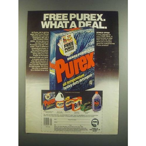 1985 Purex Laundry Detergent Ad - What a Deal